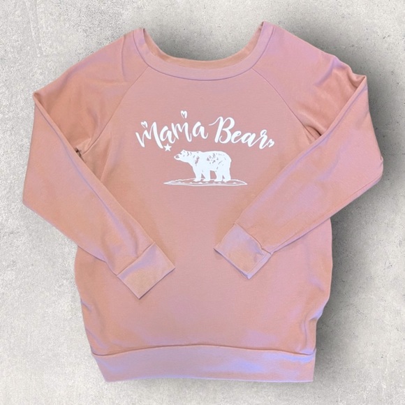 Pink Mama Bear Maternity Sweatshirt - Picture 1 of 8